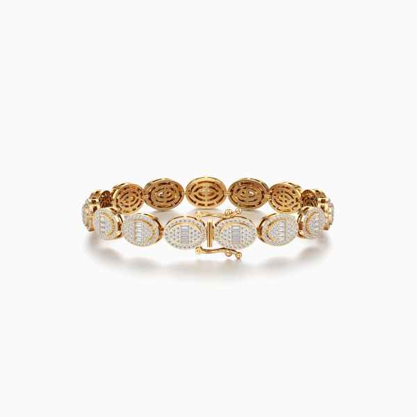 Geometric Link Diamond Bracelet in Yellow 10k Gold
