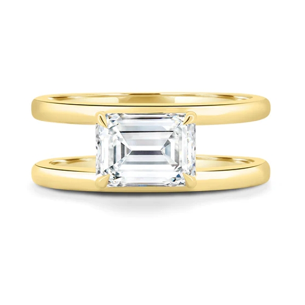 Emerald Solitaire with Double Band Ring