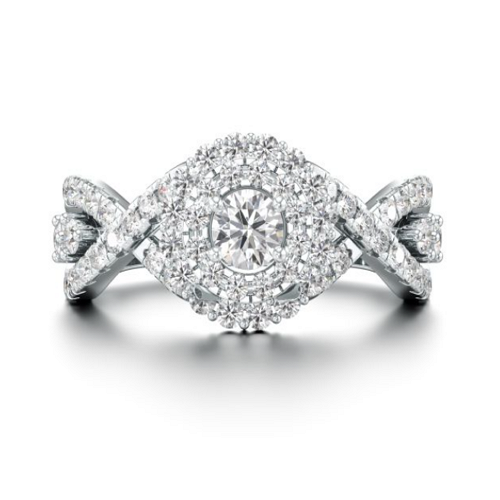 Blinging Twirl Diamond Ring in White 10k Gold