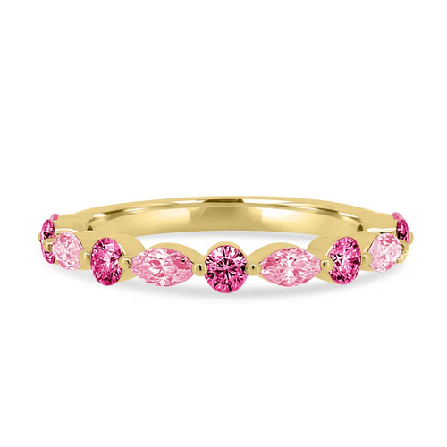 Round and Marquise Accent Pink Sapphire Ring