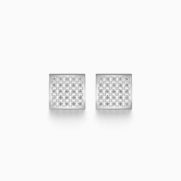 Amazing Square Diamond Earrings in White 10k Gold