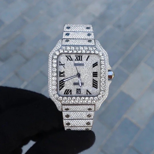 Diamond Cartier Santos 40mm - Steel & Rose Gold - Roman Dial