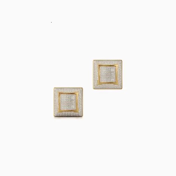 Popping Square Diamond Earrings in Yellow 10k Gold