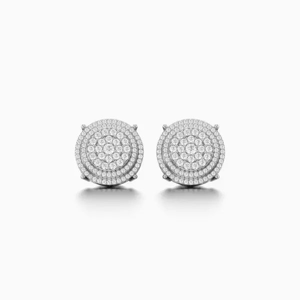 Frozen Halo Diamond Earrings in White 10k Gold