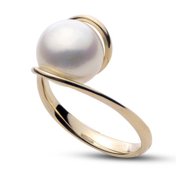 14kt Yellow Gold 9-10mm AA Freshwater Pearl Twist Ring