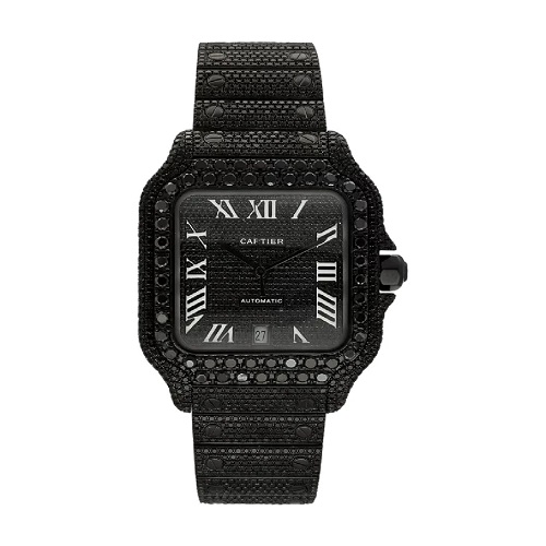 Diamond Cartier Santos 40mm - Black Diamonds - Roman Dial
