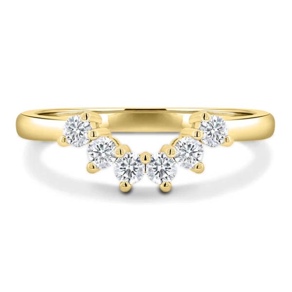 Round Cut Curved Wedding Ring