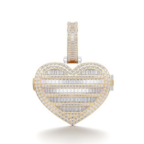 Blinging Heart Keepsake Diamond Pendant in Yellow 10k Gold