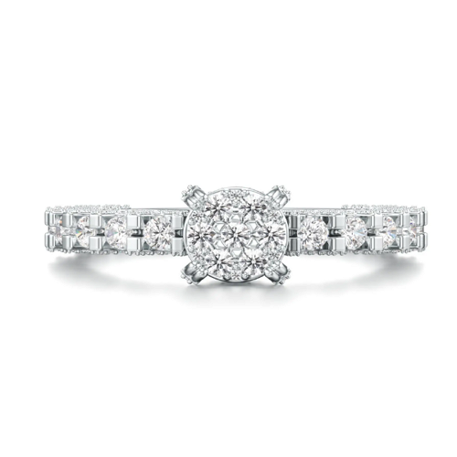 Enticing Cluster Diamond Ring in White 10k Gold