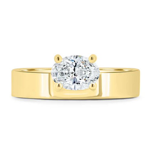 East West Oval With Cigar Band Ring