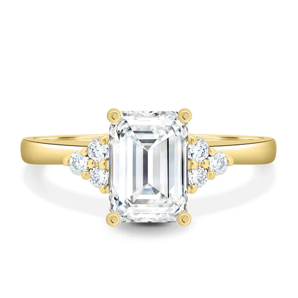 Emerald with Round Accent Stones Ring