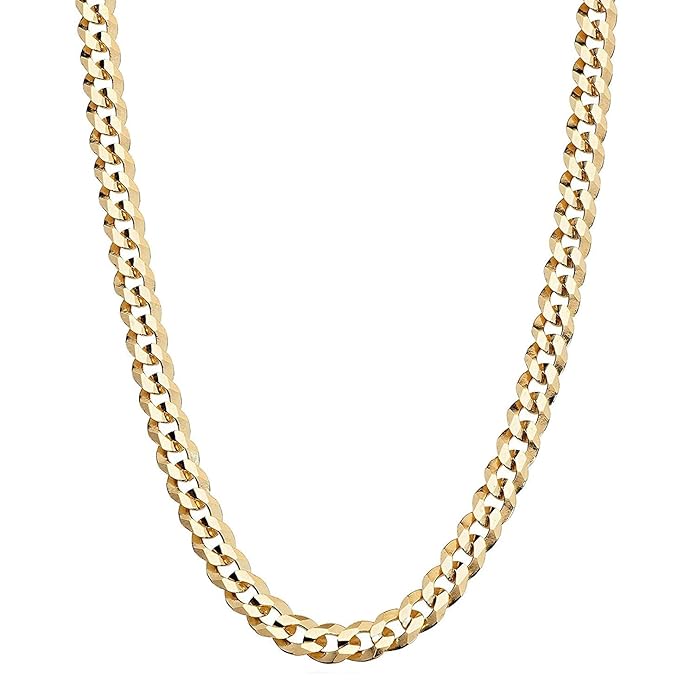 Young & Forever valentine gift for girlfriend boyfriend Solid 18K Gold Over Sterling Silver Italian 5mm Diamond-Cut Cuban chain