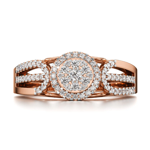 Groovy Curved Diamond Ring in Rose 10k Gold