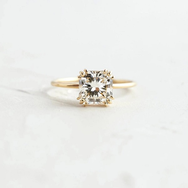 2 CT Asscher Cut Colorless Moissanite Engagement Ring