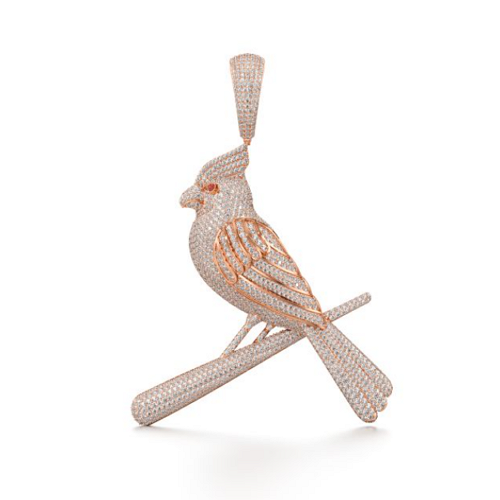 Dripping Bird Diamond Pendant in Rose 10k Gold