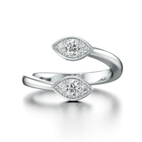 Open Leaf Diamond Ring in White 10k Gold Ring