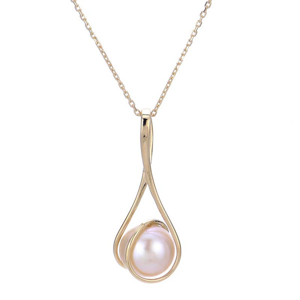 14kt Yellow Gold 9.5-10mm Freshwater Cultured Pearl Swirl Pendant