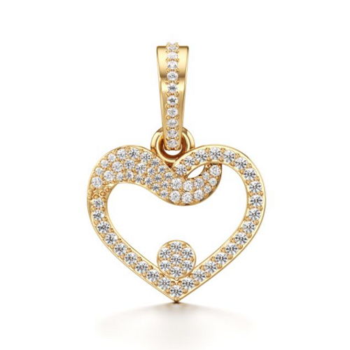 Curvilinear Heart Diamond Pendant in Yellow 10k Gold