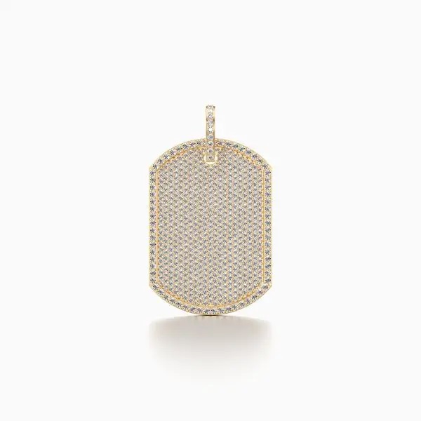 Dope Dog Tag Diamond Pendant in Yellow 10k Gold