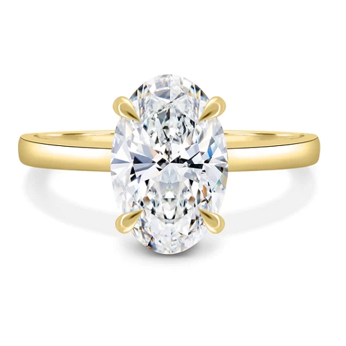 Oval Solitaire with Hidden Halo Ring