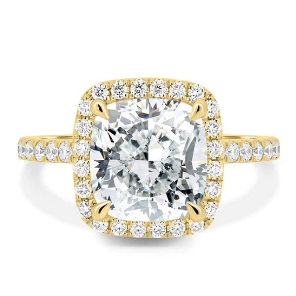 4 Claw Cushion Cut Halo Ring