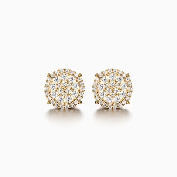 Twinkling Disc Diamond Earrings in Yellow 10k Gold