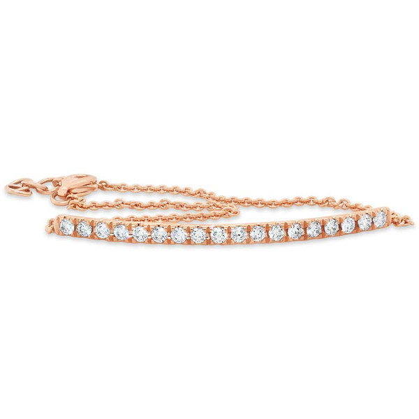 14K Rose Gold Chain Bar Diamond Bracelet