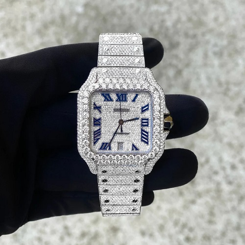 Diamond Cartier Santos 40mm - Stainless Steel - Roman Dial - Big Diamond Bezel