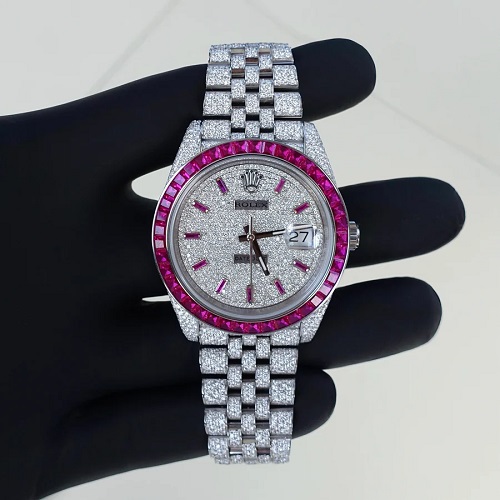 Diamond Rolex Datejust Jubilee 41mm - Stainless Steel - Ruby Bezel & Dial