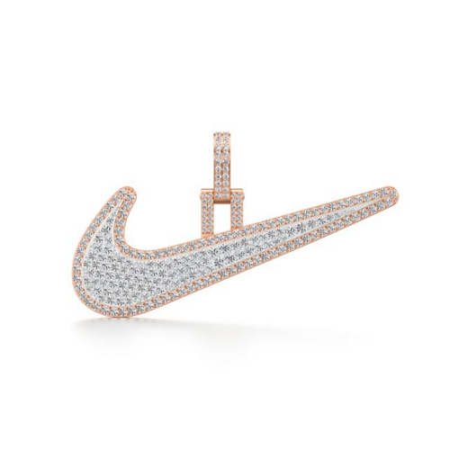 Icy Nike Diamond Pendant in Rose 10k Gold