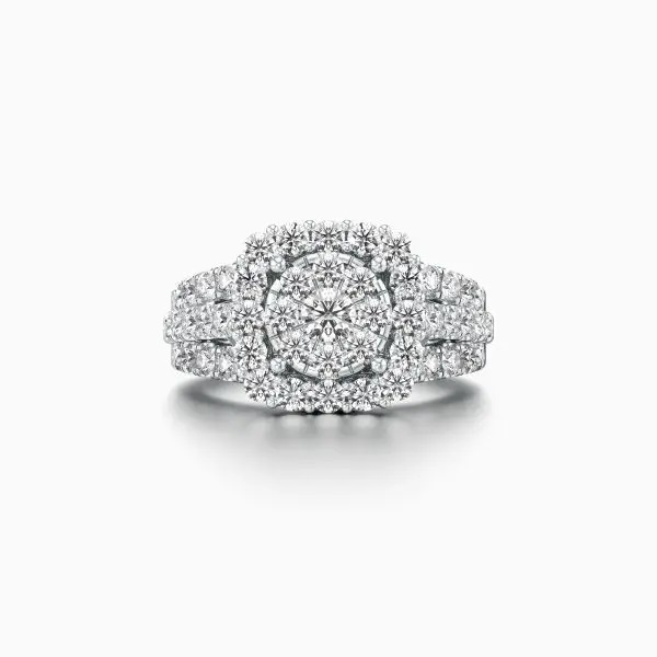 Flashy Jagged Edge Diamond Ring in White 10k Gold