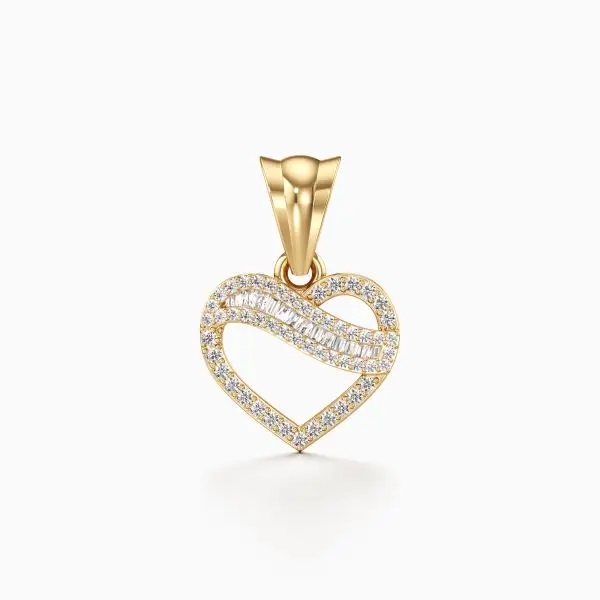 Swanky Heart Diamond Pendant in Yellow 10k Gold