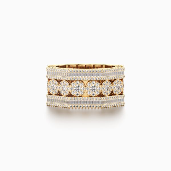 Men's Ice out Ring, Silver 5X layered Diamond Cz Ring