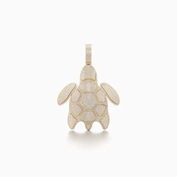 Garish Turtle Diamond Pendant in Yellow 10k Gold