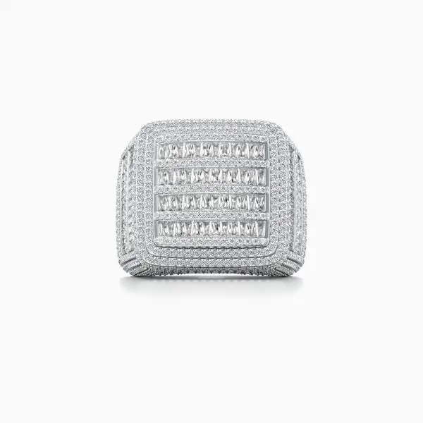Square Biggie Diamond Ring in White 10k Gold