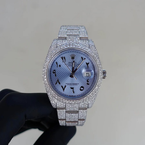 Diamond Rolex Datejust Oyster 41mm - Stainless Steel - Custom Arabic Dial