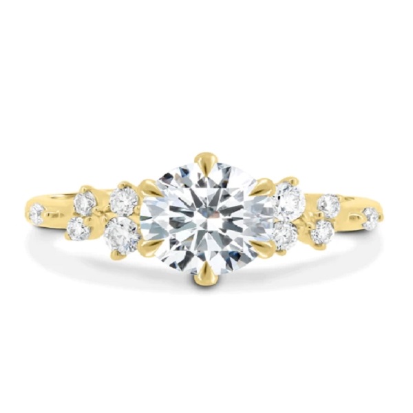 Round Solitaire with Accent Stones