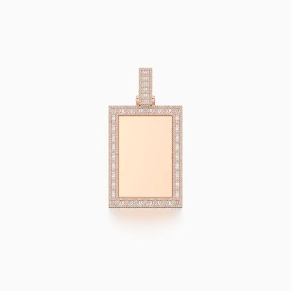 Rectangular Keepsake Diamond Pendant in Rose 10k Gold