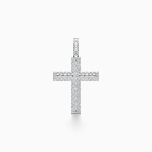 Woke Cross Diamond Pendant in White 10k Gold