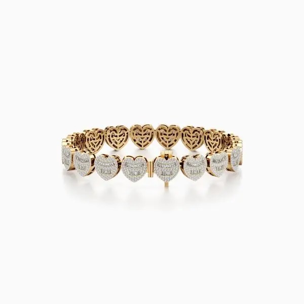 Heart Diamond Bracelet in Yellow 10k Gold