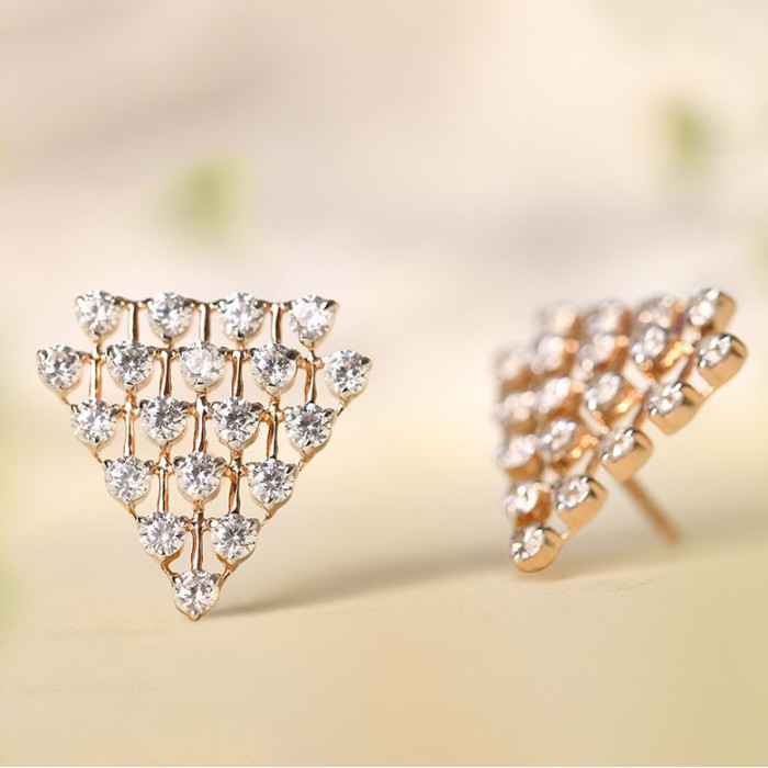 Tiny Triangle Diamond Earrings